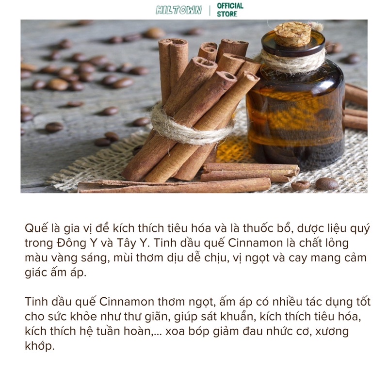 Tinh dầu vỏ quế cao cấp Hiltown, xông phòng tạo hương trong bộ ảnh Hiltown